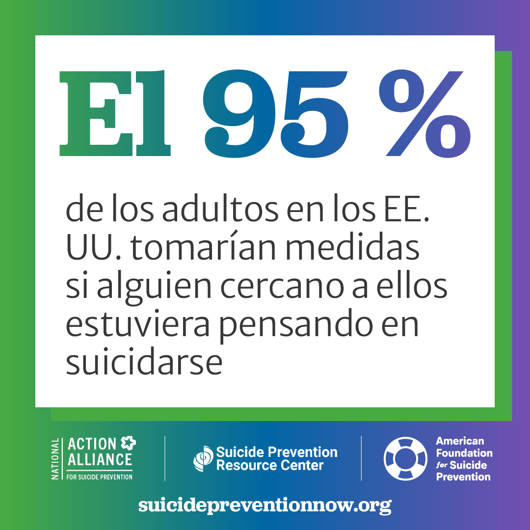 El 95 % de los adultos en los EE. UU. tomarían medidas si alguien cercano a ellos estuviera pensando en suicidarse